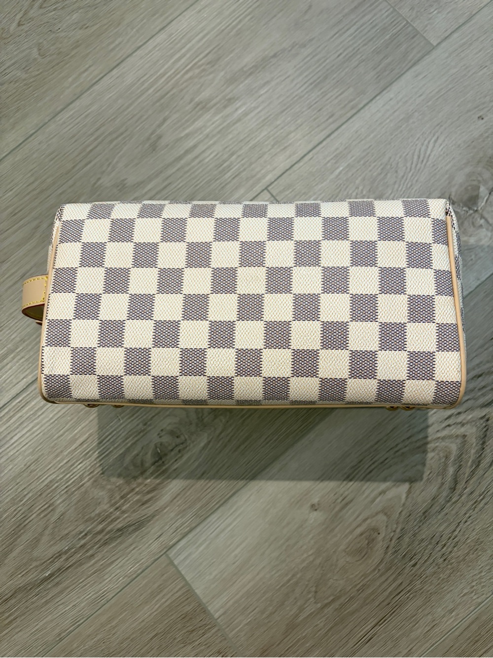 Cream Gray Checkerboard Cosmetic Case Bag - Picture 3 of 8